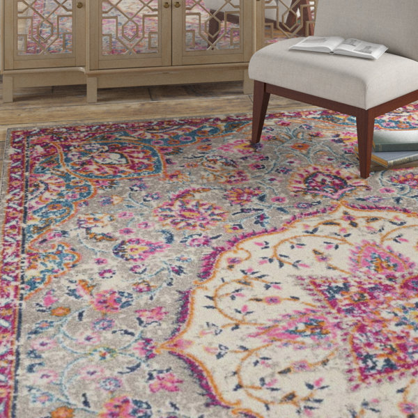 Bungalow Rose Bradburn Bohemian Oriental Gray/Pink Area Rug & Reviews